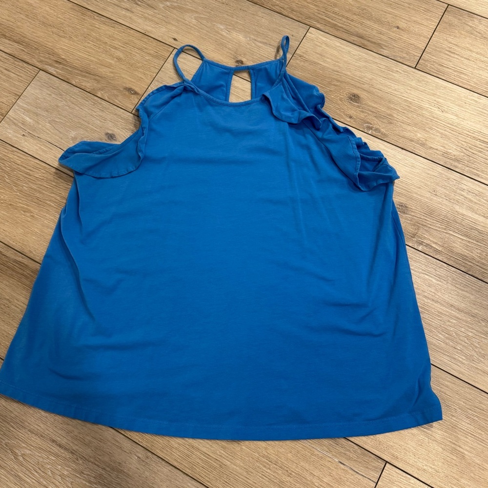 LILLY PULITZER | Billie Ruffle Tank Top Blue Beach Size XL 16 Womens